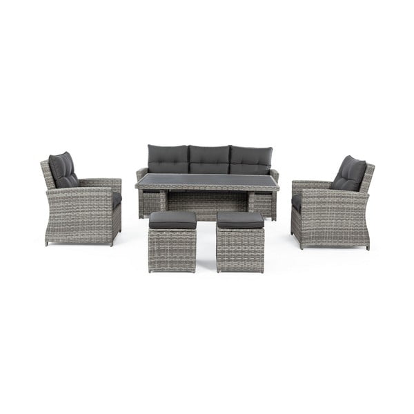 Set mobilier de grădină gri din ratan artificial pentru 6 persoane Ariel   – Bizzotto