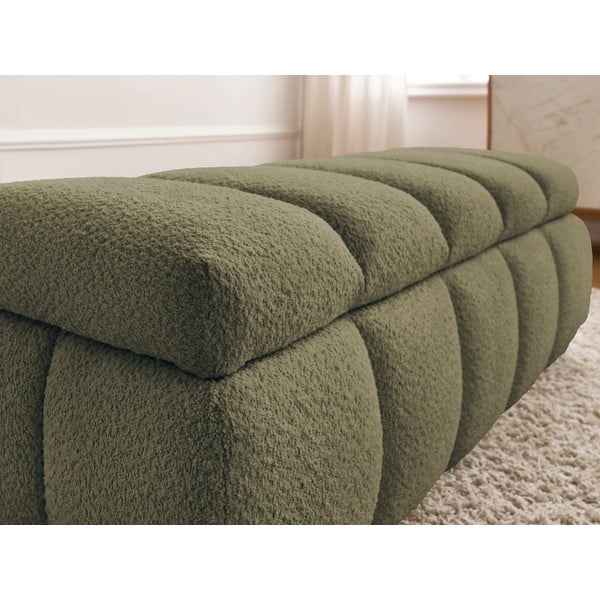 Bancă verde cu tapițerie din țesătură bouclé – Bobochic Paris-image-1