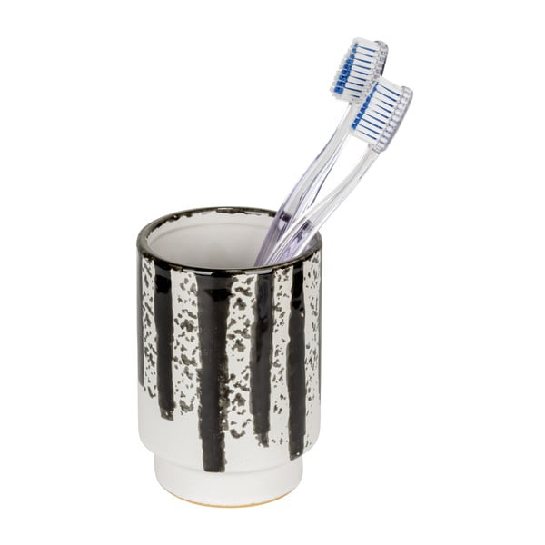 Suport pentru periuța de dinți alb-negru din ceramică Subiza – Wenko-image-1