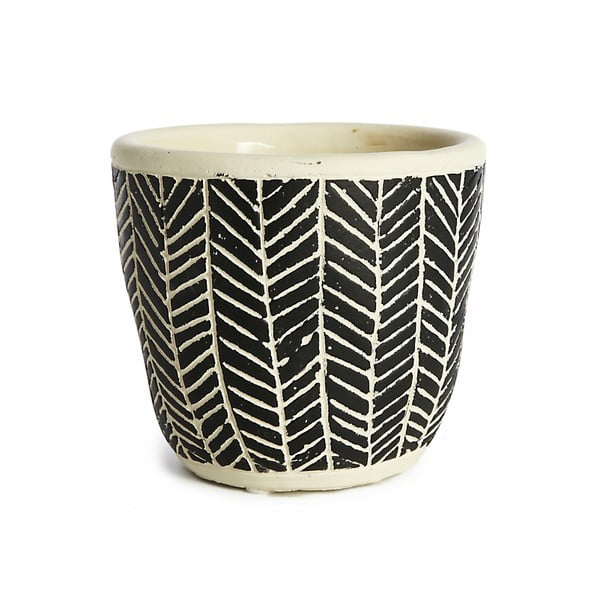 Ghiveci din ceramică Simla Fishbone, înălțime  11 cm, negru