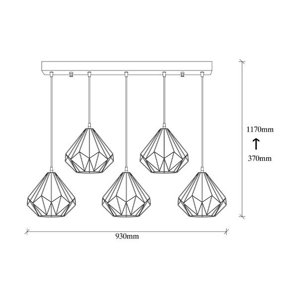 Lustră neagră cu abajur din metal Diamond – Opviq lights-image-4