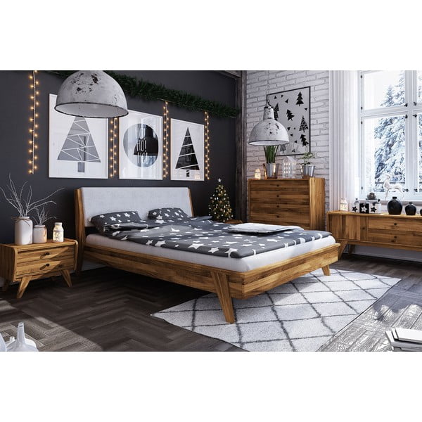 Pat dublu din lemn de stejar 200x200 cm Retro 1 - The Beds-image-3