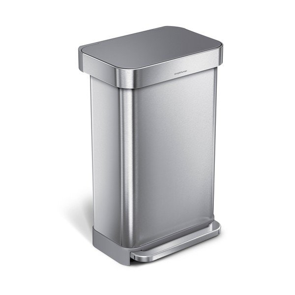 Coș de gunoi argintiu cu pedală din oțel 45 l – simplehuman