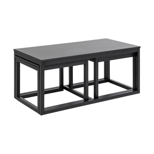 Măsuțe de cafea negre 3 buc. cu blat cu aspect de lemn de stejar 60x120 cm Cornus – Actona-image-4