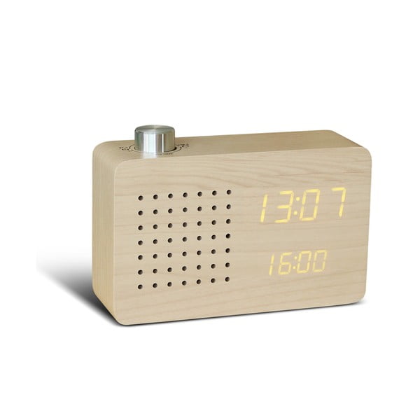 Ceas cu LED și radio Gingko Click Clock, bej-galben