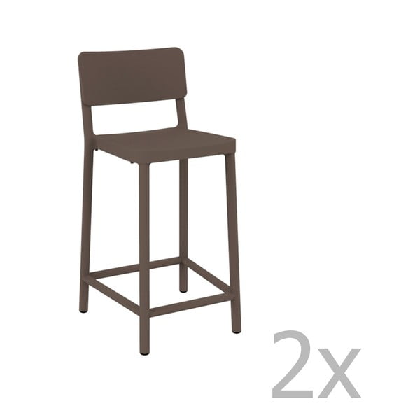 Set 2 scaune bar adecvate pentru exterior Resol Lisboa Simple, înălțime 92,2 cm, maro ciocolată