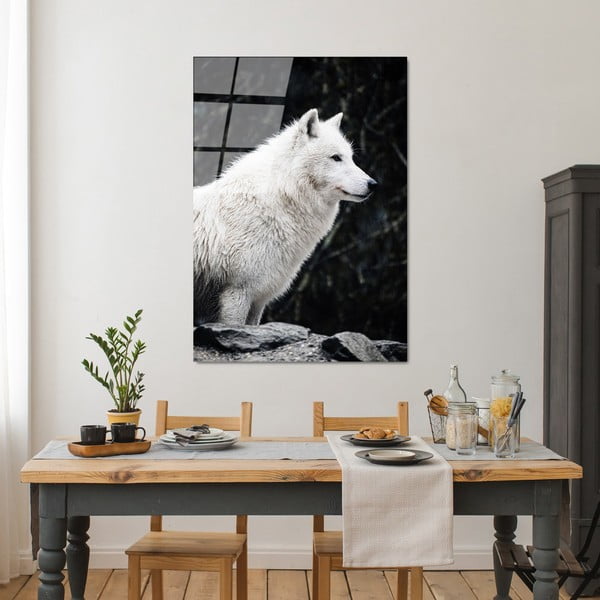 Tablou din sticlă 70x100 cm White Wolf – Wallity-image-2