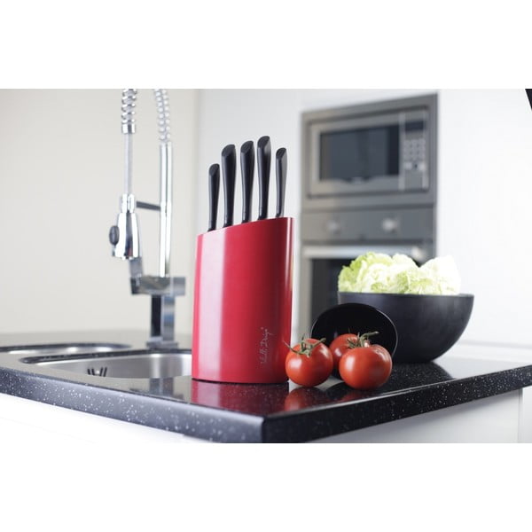 Set 5 cuțite cu suport Vialli Design, roșu-image-2