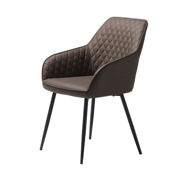 Scaun de sufragerie maro cu cotiere tapițat Milton – Unique Furniture-image-2