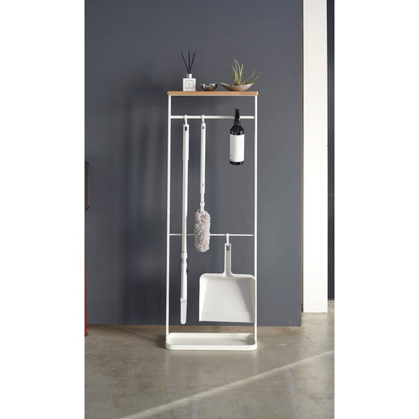 Suport de umbrele cu raft din lemn Yamazaki Tower, alb-image-1