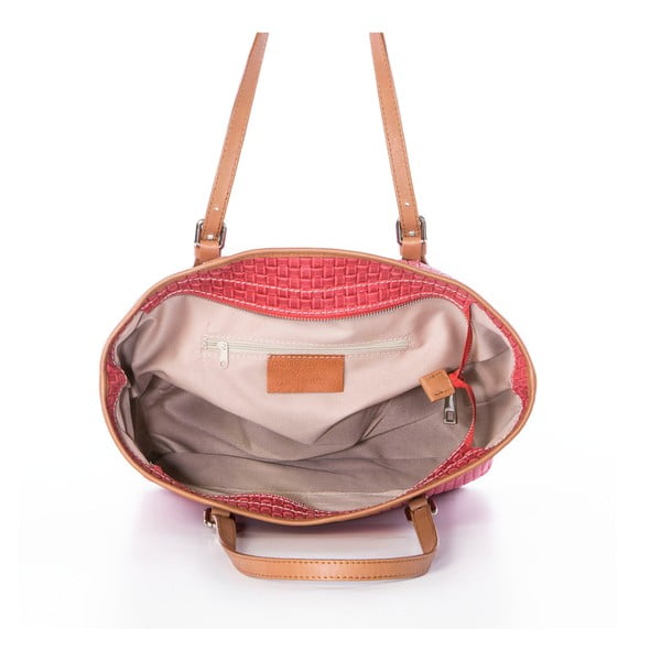 Poșetă din piele Federica Bassi Alya, roșie -image-3