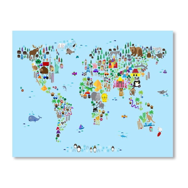 Poster cu harta lumii Americanflat Animal, 60 x 42 cm