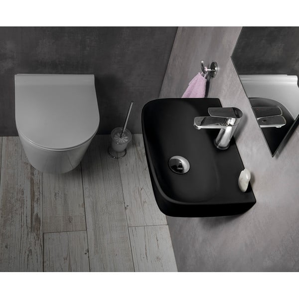 Chiuvetă mică pentru WC neagră din ceramică 42x29 cm Nerissa – Sapho-image-1