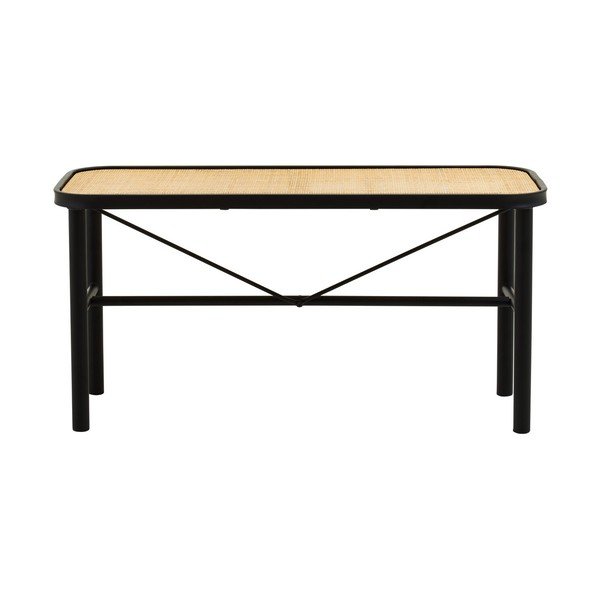 Bancă neagră/în culoare naturală din ratan Depok – Premier Housewares-image-2