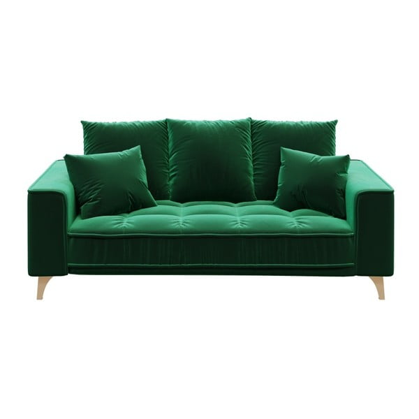 Canapea din catifea devichy Chloe, 204 cm, verde închis