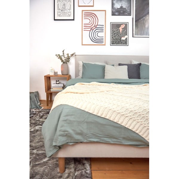 Lenjerie de pat de o persoană din bumbac stonewashed Bonami Selection, 140 x 200 cm, verde mentă-image-4