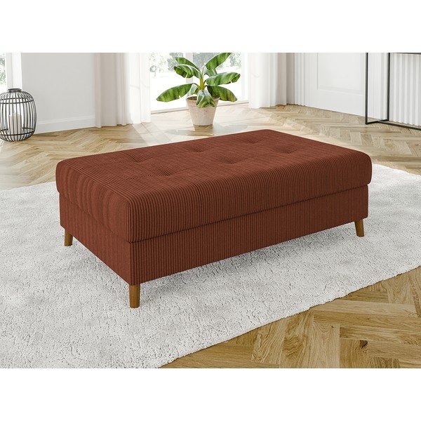 Taburet cărămiziu cu tapițerie din catifea reiată Ariella – Ropez-image-1