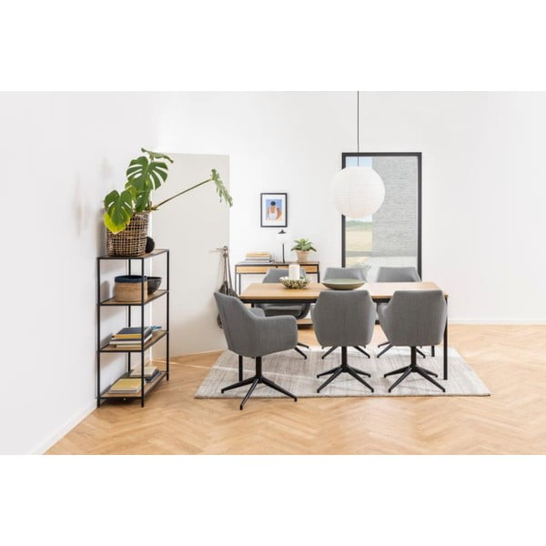 Bibliotecă neagră/în culoare naturală cu aspect de lemn de stejar 77x114 cm Seaford – Actona-image-1