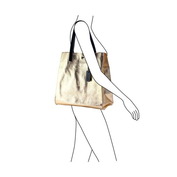 Geantă din piele naturală Andrea Cardone Amy, auriu-image-2