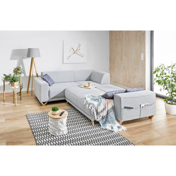 Colțar gri deschis extensibil/cu spațiu de depozitare (cu colț pe partea stângă/în formă de ”L”) Classy Sophie – Miuform-image-4