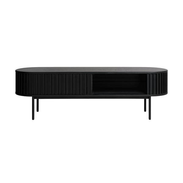 Comodă TV neagră cu aspect de lemn de stejar 48x160 cm Siena – Unique Furniture-image-4