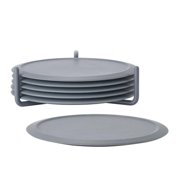 Set 6 suporturi cană cu stand Zone Singles, gri-image-2