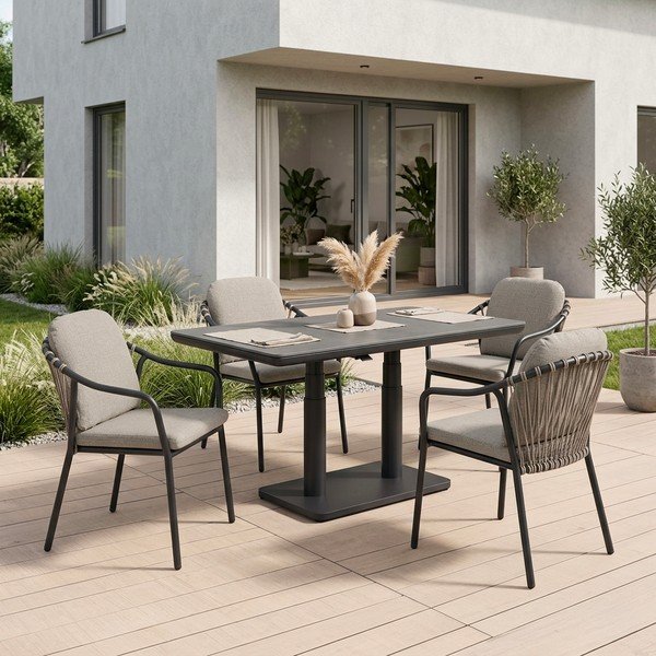 Scaun de grădină maro deschis din metal Edvige – Bizzotto-image-1