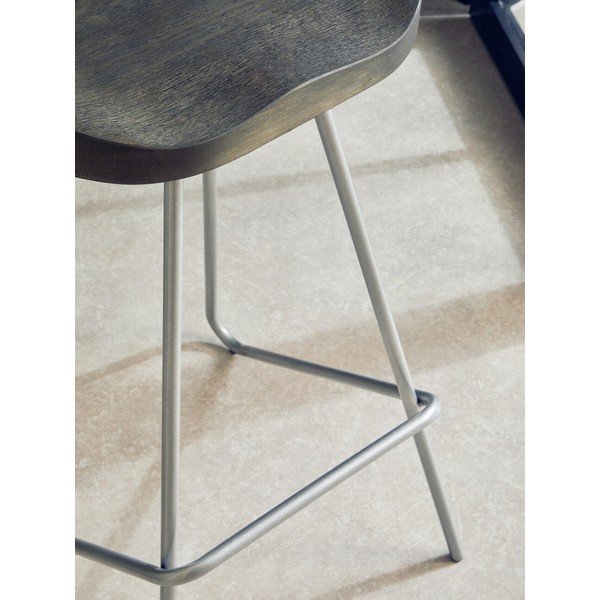 Scaun de bar argintiu/în culoare naturală din lemn de ulm (înălțime șezut 78 cm) District – Premier Housewares-image-3