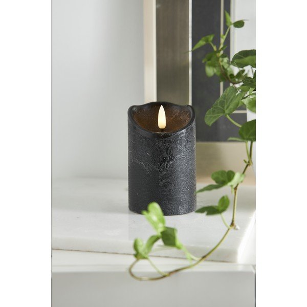 Lumânare cu LED din ceară neagră Star Trading Flamme Rustic, înălțime 12,5 cm-image-3
