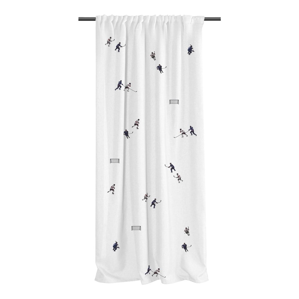 Draperie pentru copii albă din bumbac satinat 110x250 cm Ice Hockey – Butter Kings