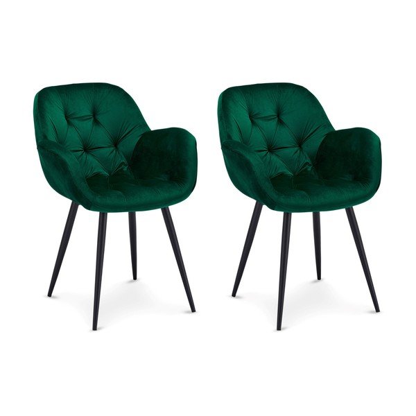 Scaune de dining verde 2 buc. din catifea Salina – Furnhouse-image-3