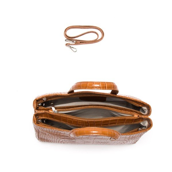 Poșetă din piele Anna Luchini 634 Cognac-image-3