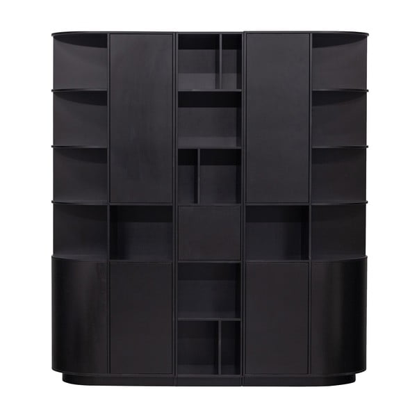 Bibliotecă modulară neagră din lemn masiv de pin 196x210 cm Finca – WOOOD