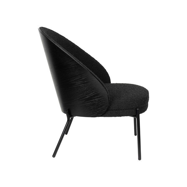 Fotoliu negru cu tapițerie din țesătură bouclé Rodin – Dutchbone-image-3