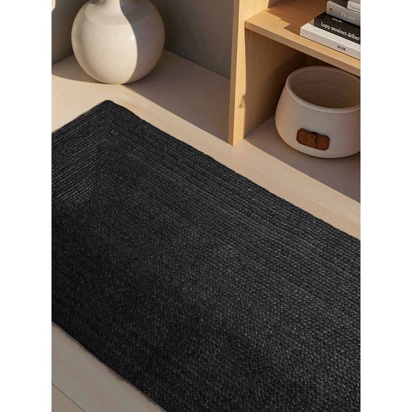 Covor tip traversă negru reversibil/țesut manual din iută 80x200 cm Juno – Hanse Home-image-2