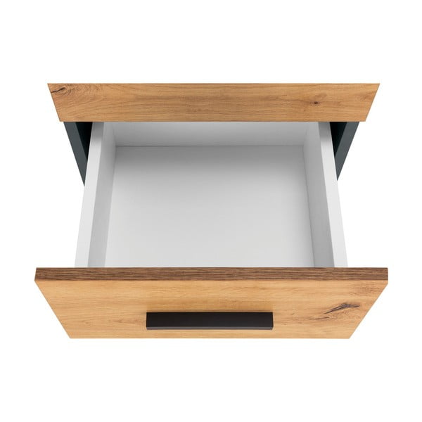 Dulap de baie în culoare naturală înalt/îngust cu aspect de lemn de stejar 130x35 cm Malika – Støraa-image-3