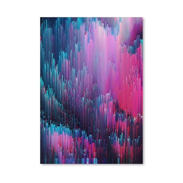 Poster Americanflat Bold Pink And Blue Glitches, 30 x 42 cm