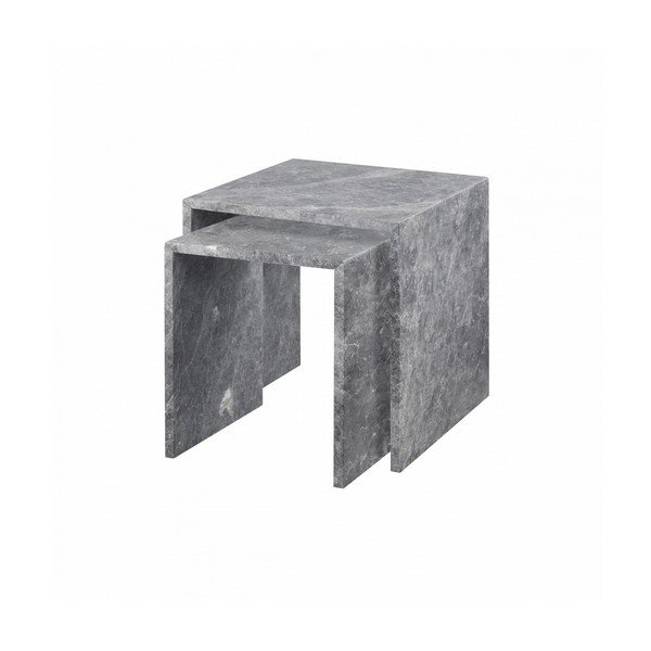 Măsuțe auxiliare 2 buc. din marmură 45x45 cm VARU – Blomus-image-2