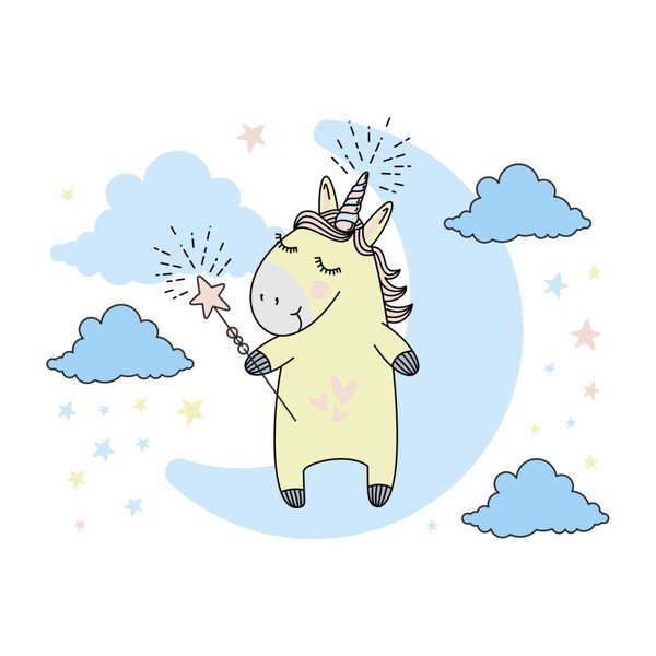 Set autocolante pentru perete Ambiance Unicorn in The Sky-image-2