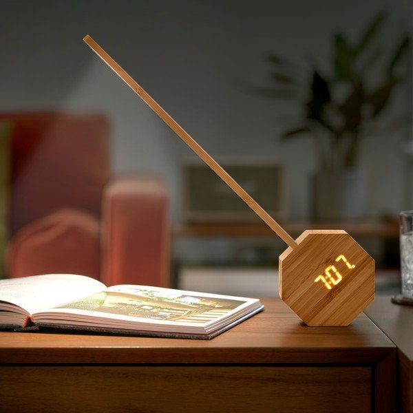 Veioză în culoare naturală LED din bambus (înălțime 39,5 cm) Octagon One – Gingko-image-1