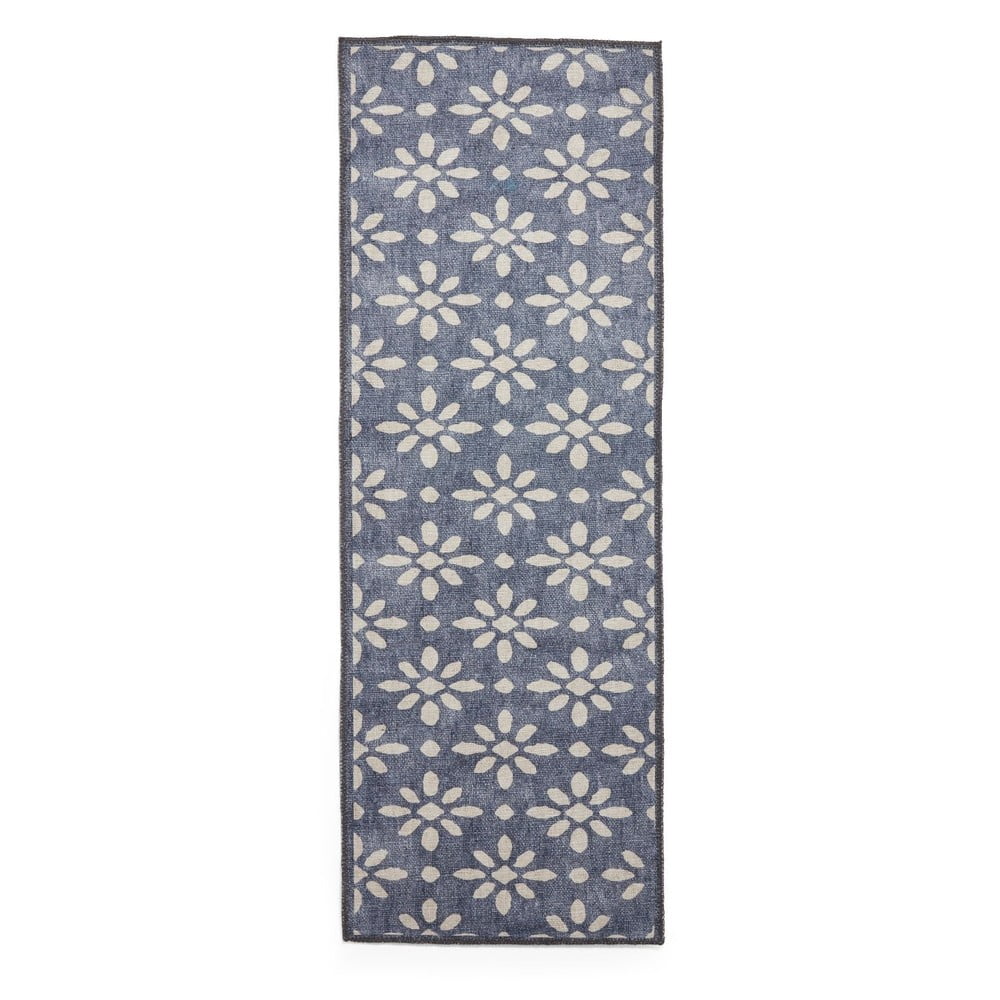 Covor tip traversă albastru închis lavabil 76x230 cm Coral Blue – Think Rugs
