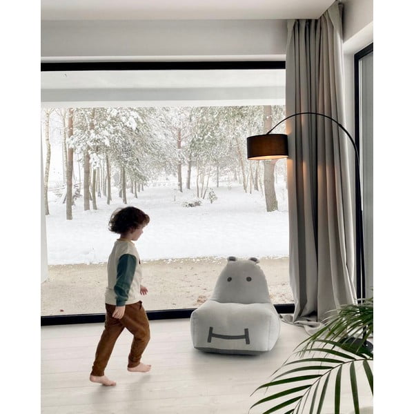 Fotoliu puf pentru copii gri deschis Hippo – The Brooklyn Kids-image-2