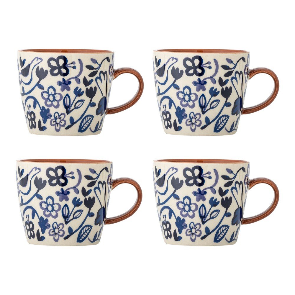 Căni albastre/crem 4 buc. din gresie ceramică 300 ml Figuria – Bloomingville