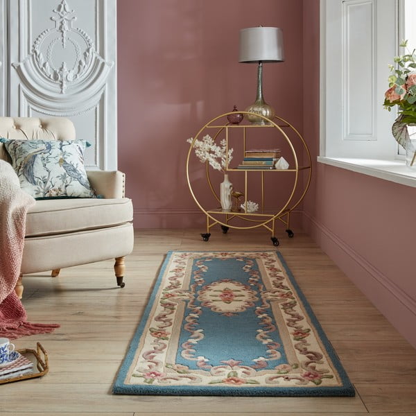 Covor din lână Flair Rugs Aubusson, 67 x 210 cm, albastru-image-1