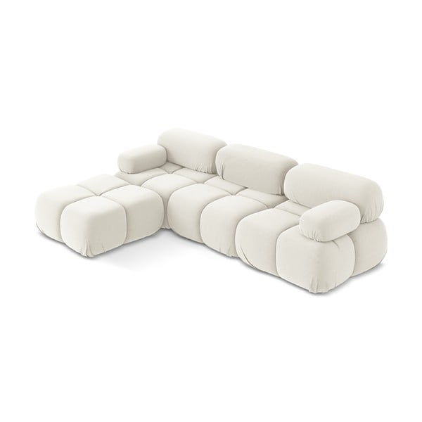 Colțar modular alb cu tapițerie din catifea Lokua – Makamii-image-2