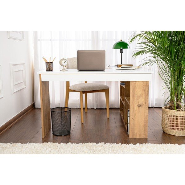 Birou cu aspect de lemn de pin 120x130 cm Vesper – Kalune Design-image-4