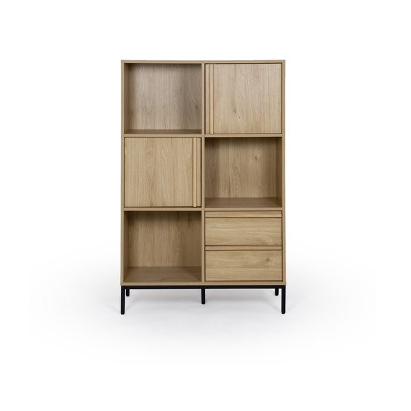 Bibliotecă în culoare naturală cu aspect de lemn de stejar 90x139x40 cm Luc – Marckeric