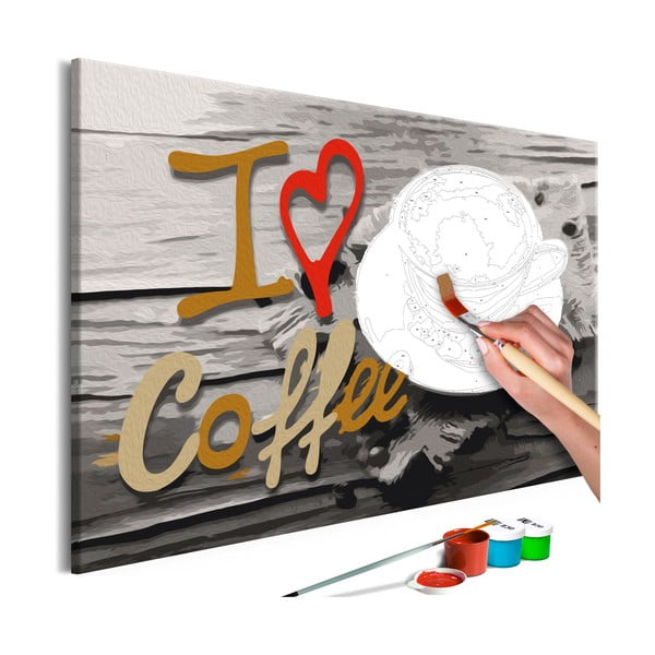 Set DIY pentru crearea unei picturi pe pânză Artgeist I Love Coffee, 60 x 40 cm
