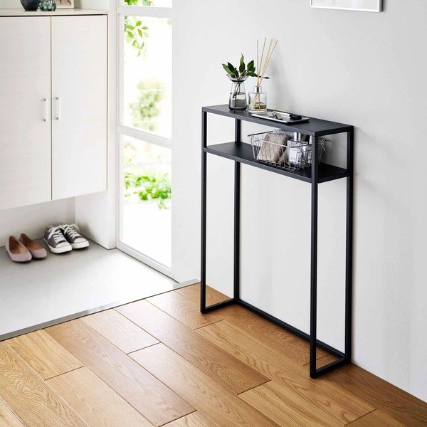 Masă consolă neagră din metal 18x60 cm Tower – YAMAZAKI-image-2