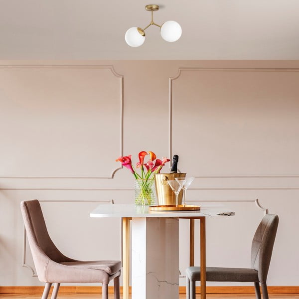 Plafonieră albă/alămie cu abajur din sticlă 15x44 cm Damar – Opviq lights-image-1